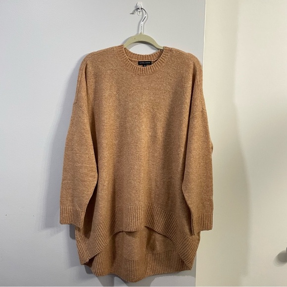 Universal Standard Melissa High Low Pullover Wool Mohair Knit Sweater Camel Tan - Picture 4 of 13